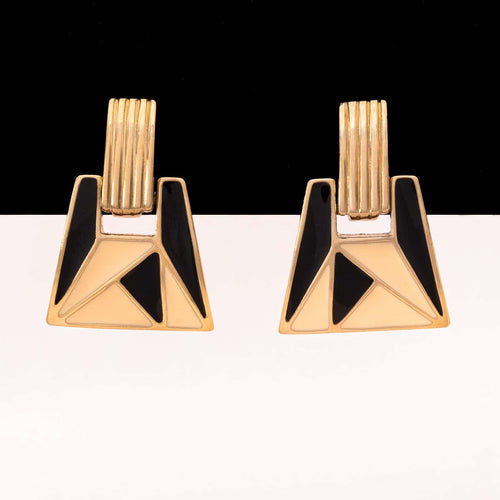 TRIFARI earrings from the 1980s with Art Deco pattern