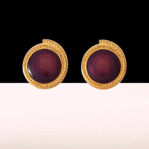 TRIFARI gold-plated earrings adorned with purple enamel