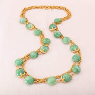 TRIFARI long necklace with green beads