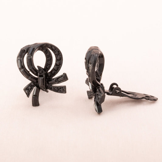 Albert-Weiss-Ohrclips-schwarz-Metall-geschwärzt-Strass-1950er