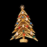 ART vergoldete Weihnachtsbaum Brosche mit 6 Kerzen