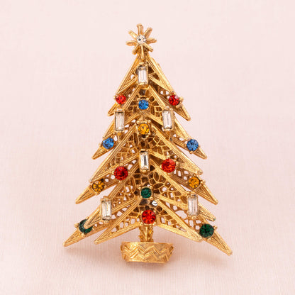 ART-Weihnachtsbaum-Brosche-6-Baguette-Kerzen-bunte-Strasssteine