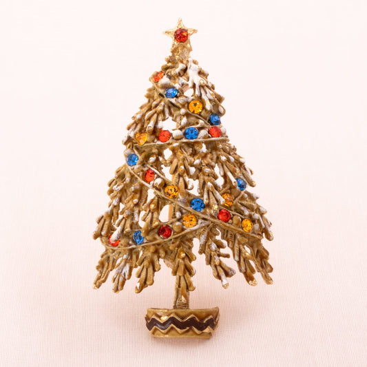 ART-Weihnachtsbaum-Brosche-emailliert-mit-Bunten-Strasssteinen-geschmückt