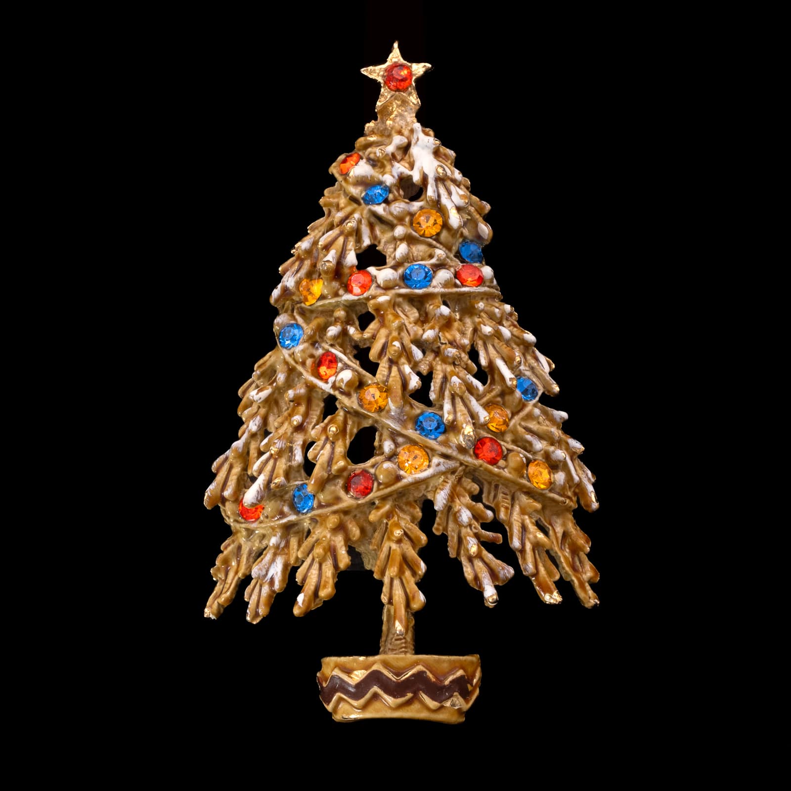 ART-Weihnachtsbaum-Brosche-emailliert-mit-Bunten-Strasssteinen-geschmückt