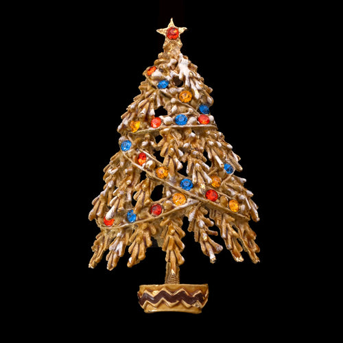 ART enameled Christmas tree brooch