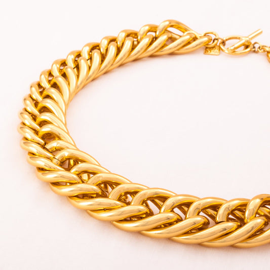 ANNE KLEIN klobige vergoldete Halskette