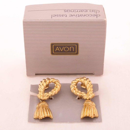 Avon-Ohrclips-vergoldete-Quasten-von-1989