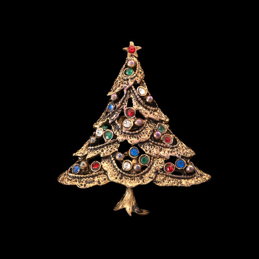 Weihnachtsbaum-Brosche-mit-bunt-glitzernden-Strasssteinen