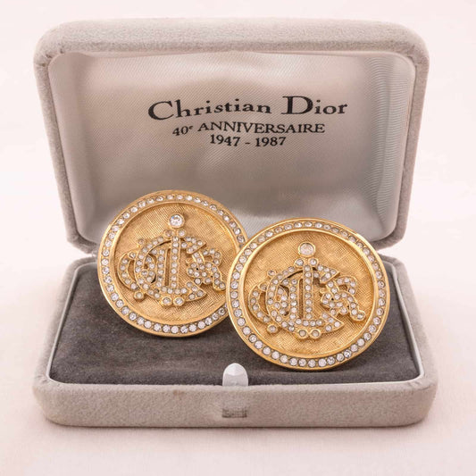 Christian-Dior-Logo-Ohrclips-in-der-Originalverpackung-Jubiläumsausgabe-1987