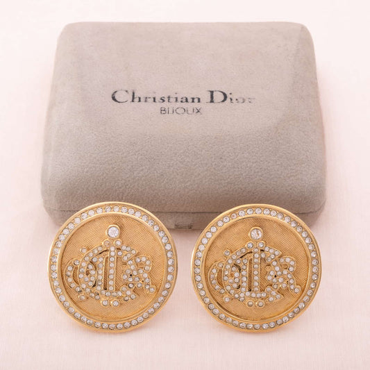 Christian-Dior-Logo-Ohrclips-in-der-Originalverpackung-Jubiläumsausgabe-1987