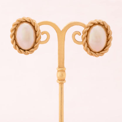 Christian-Dior-ovale-Perlenohrclips-vergoldet