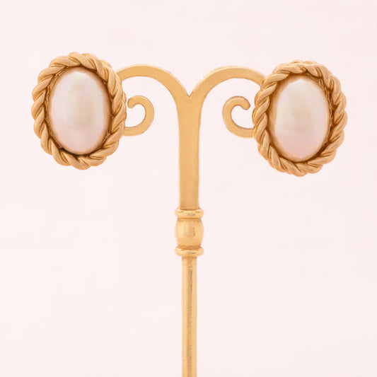 Christian-Dior-ovale-Perlenohrclips-vergoldet