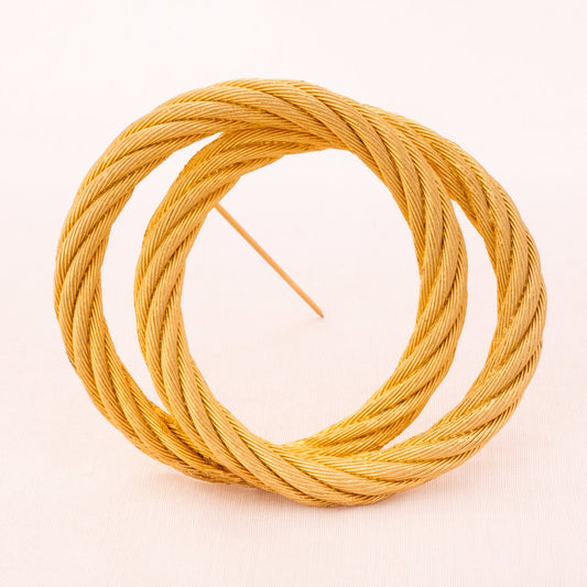 Christian-Dior-grosse-Brosche-2-Ringe-goldfarben-Seilstruktur