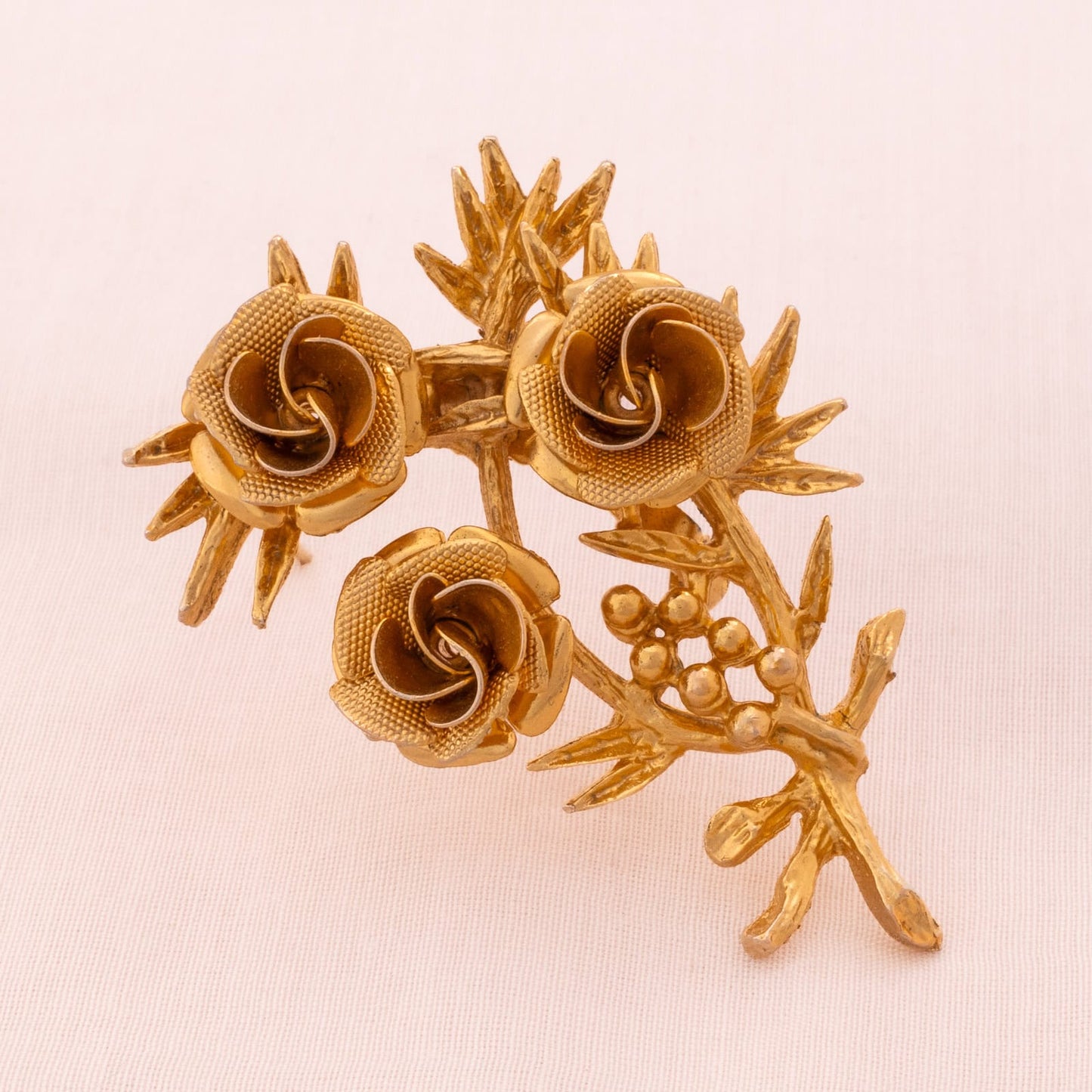 CORO gold-plated rose brooch