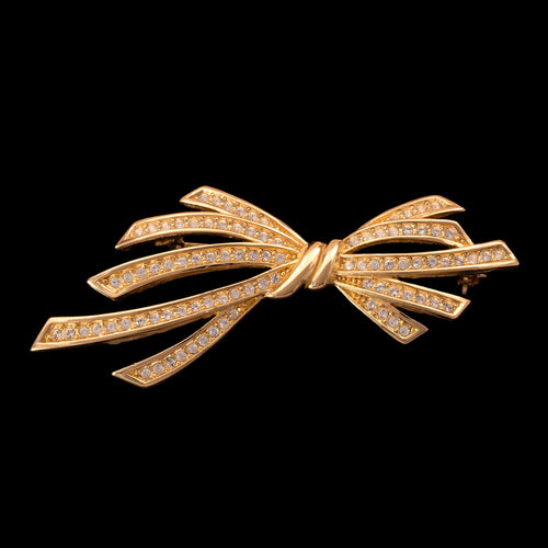 Christian DIOR gold plated bow brooch
