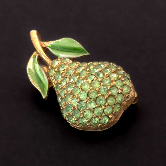 Frucht-Brosche-gröne-Strass-Birne