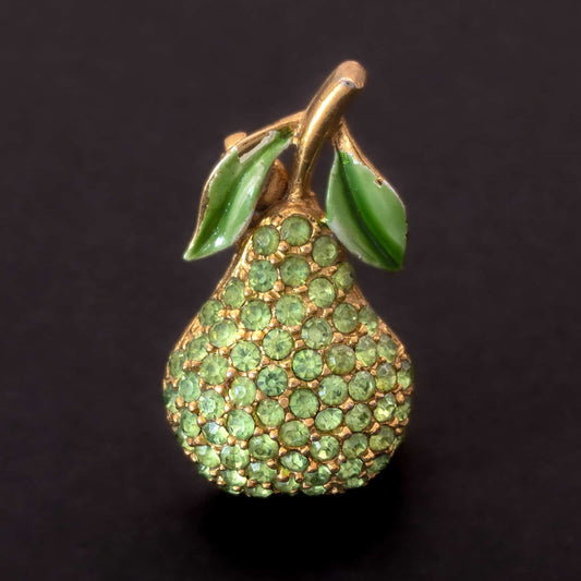 Frucht-Brosche-gröne-Strass-Birne