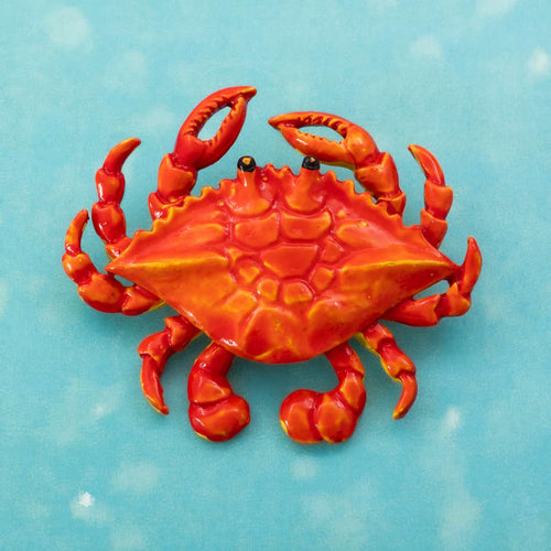 GERRY`S orange emaillierte Krebs Brosche