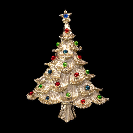 Gerrys-Weihnachtsbaum-Brosche-hell-goldfarben-bunte-Kugeln