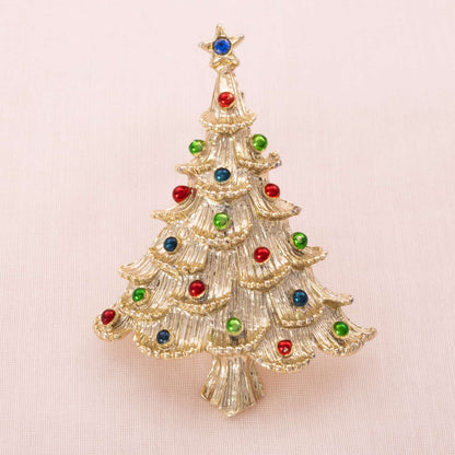 Gerrys-Weihnachtsbaum-Brosche-hell-goldfarben-bunte-Kugeln