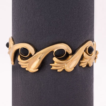 Givenchy-vergoldetes-Armband-mit-schwarzen-Cabochons-versehen