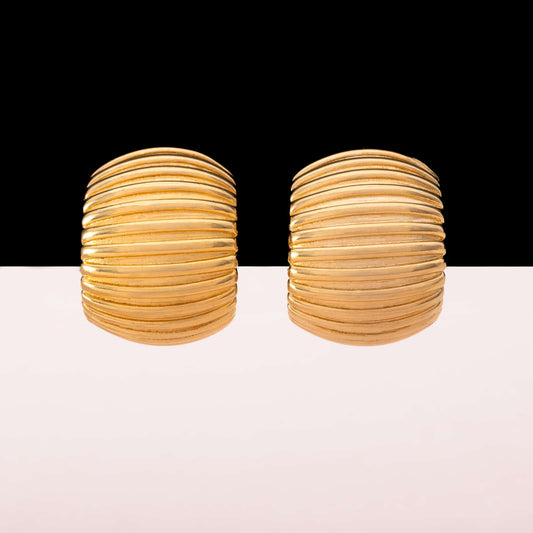 Givenchy-Halbkreolen-Ohrclips-vergoldete-gerippte-Struktur