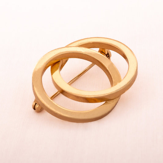 Grosse-Brosche-2-Ringe-vergoldet-seitlich