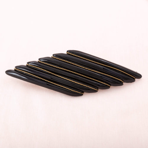 Schwarze Vintage Haarspange in eleganter Rautenform