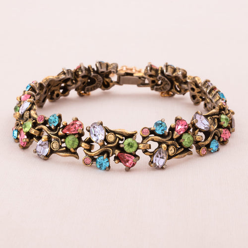 HOLLYCRAFT bracelet from 1950 with pastel colored rhinestones