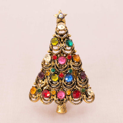 Hollycraft-Weihnachtsbaum-Brosche-mit-bunten-Strasssteinen