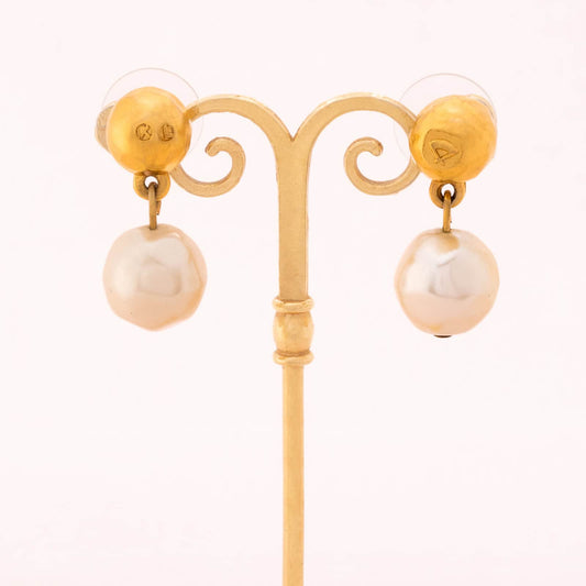 KARL LAGERFELD matt gold-plated earrings with pearl dangles