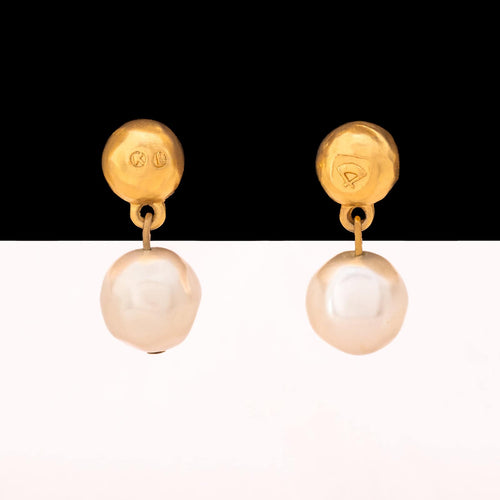 KARL LAGERFELD matt gold-plated earrings with pearl dangles