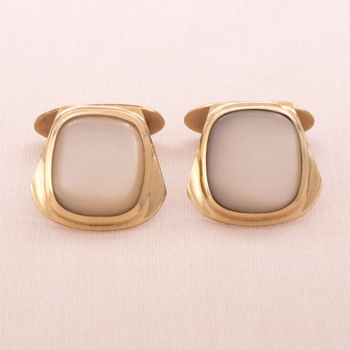 Gold-plated cufflinks with white mother-of-pearl