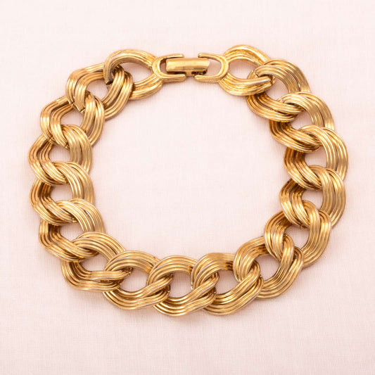 Monet-gewellte-Kettenglieder-Armband-vergoldet