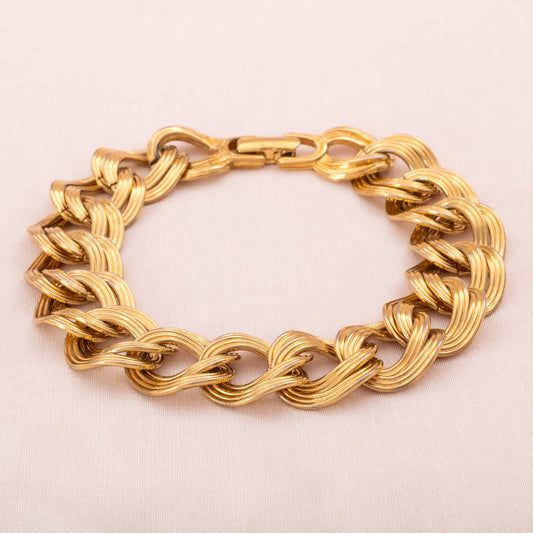 Monet-gewellte-Kettenglieder-Armband-vergoldet