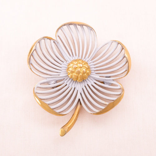 MONET white flower brooch from the 1970s