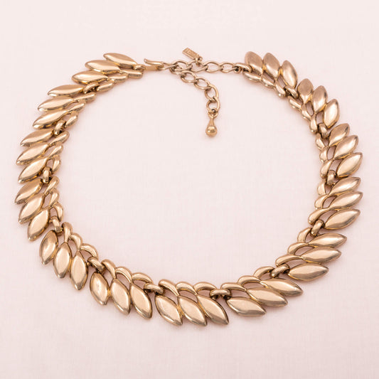 Monet-Vintage-Halskette-vergoldete-Blätter-Collier-Style