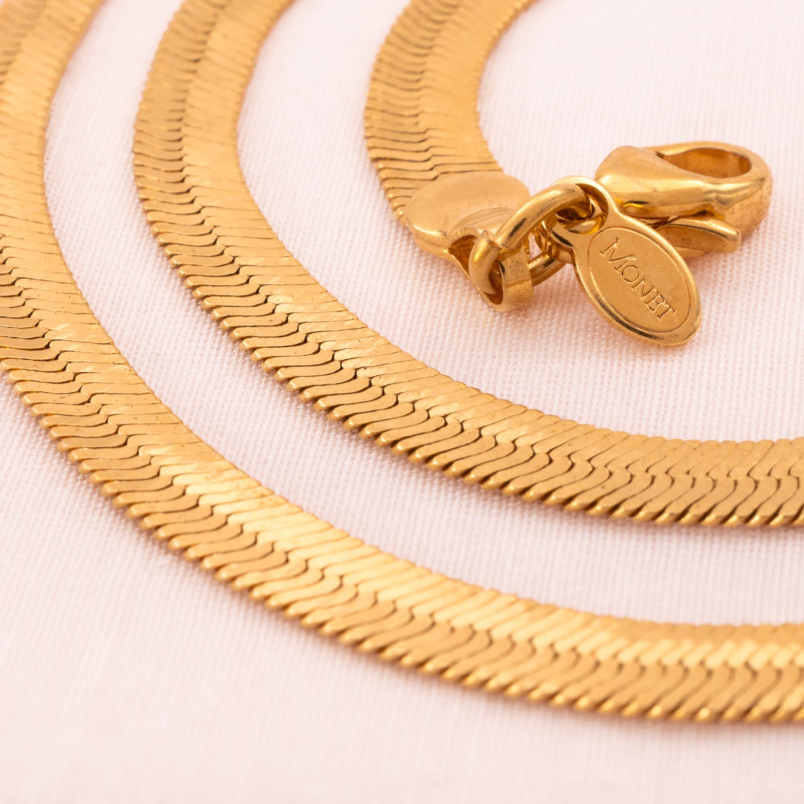 Buy Monet Triple Chain Necklace Gold Tone Graduated Chains With Small Beads  Stations Online in India - Etsy