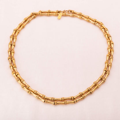 Monet-vergoldete-Halskette-lang-Kettenglieder-im-Bambus-Look