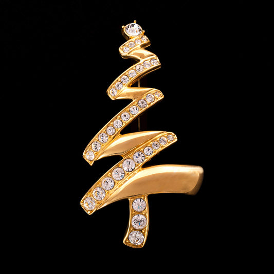 MONET vergoldete Weihnachtsbaum-Brosche