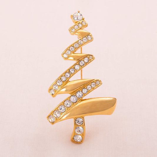 MONET gold-plated Christmas tree brooch
