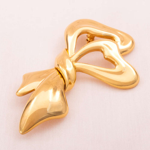 MONET large gold-plated bow brooch