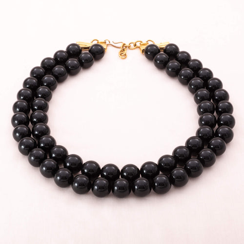 MONET double row, black beads necklace
