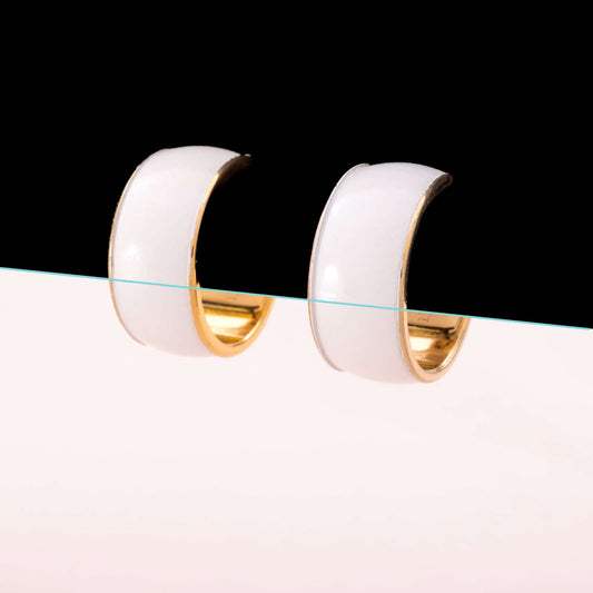 MONET small white clip hoop earrings