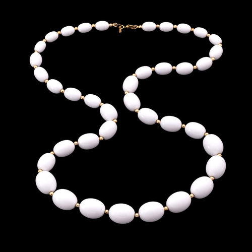 MONET white necklace with oval beads