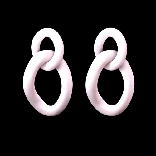 MONET white loop ear clips