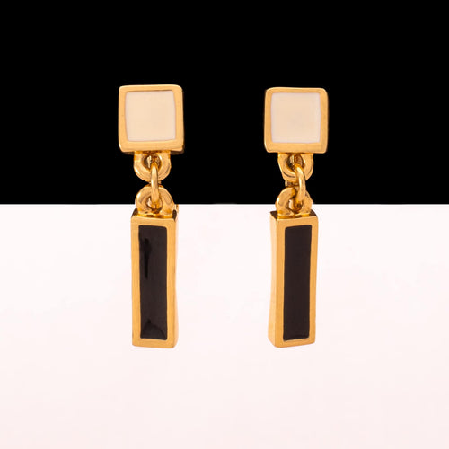 MONET small clip-on earrings with cream-black enamel