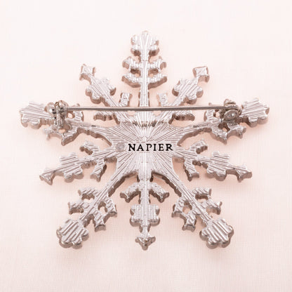 Napier-Brosche-Schneeflocke-rhodinierte-Rückseite-Signatur