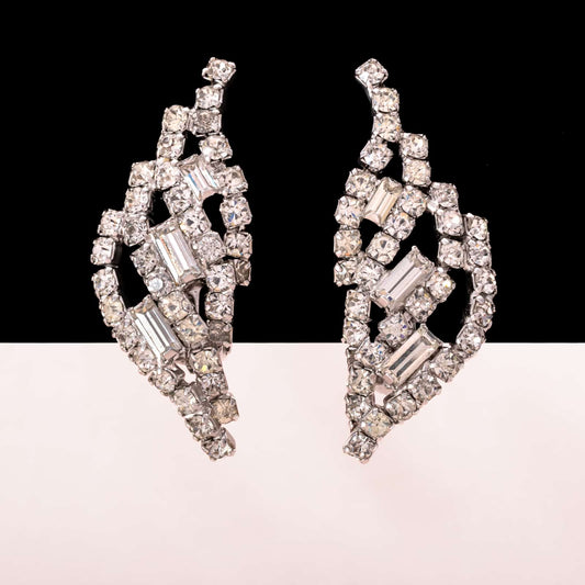 Vintage-Strass-Ohrclips-in-Flügelform