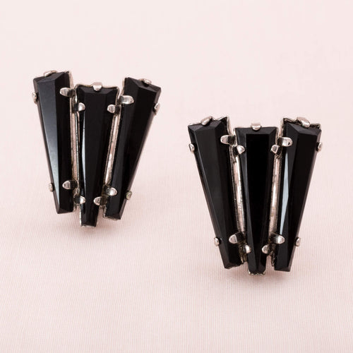 SCHREINER black "Ruffle" ear clips